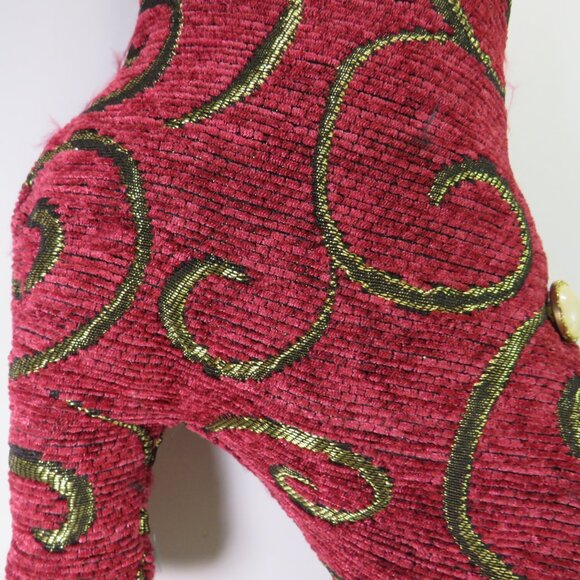 Red Tapestry Vintage Victorian High Heel boot stocking Holiday 20" long - Picture 6 of 10